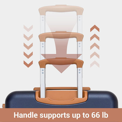 Expandable 20 Inch Carry On Suitcase Airline Approved, Lightweight ABS+PC Hardshell Luggage with 360° Silent Spinner Wheels, Grey/Brown