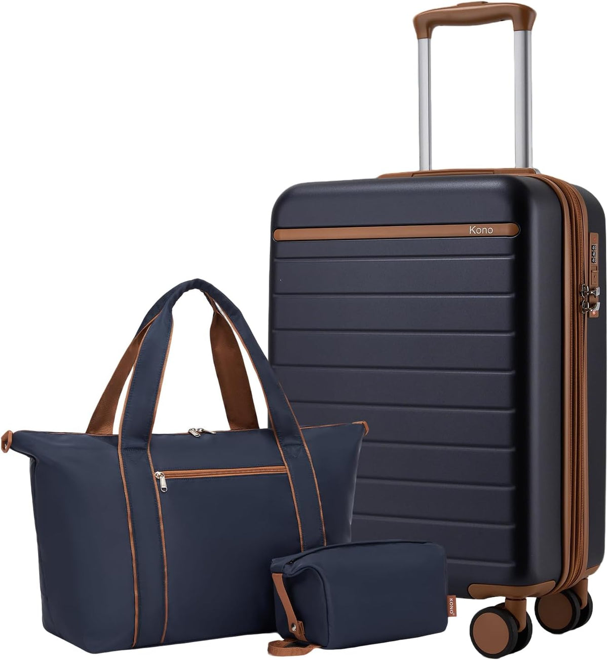 Expandable 20 Inch Carry On Suitcase Airline Approved, Lightweight ABS+PC Hardshell Luggage with 360° Silent Spinner Wheels, Grey/Brown