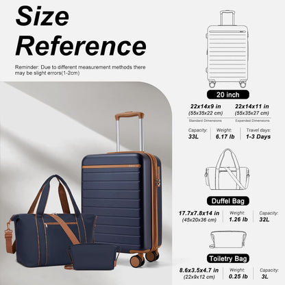 Expandable 20 Inch Carry On Suitcase Airline Approved, Lightweight ABS+PC Hardshell Luggage with 360° Silent Spinner Wheels, Grey/Brown