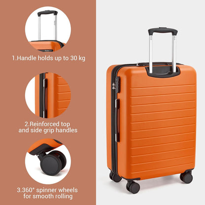 Expandable 20 Inch Carry On Suitcase Airline Approved, Lightweight ABS+PC Hardshell Luggage with 360° Silent Spinner Wheels, Grey/Brown