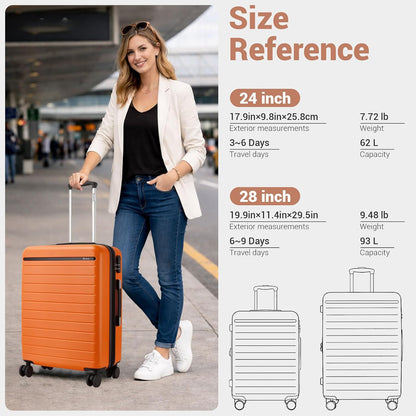 Expandable 20 Inch Carry On Suitcase Airline Approved, Lightweight ABS+PC Hardshell Luggage with 360° Silent Spinner Wheels, Grey/Brown