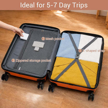 Expandable 20 Inch Carry On Suitcase Airline Approved, Lightweight ABS+PC Hardshell Luggage with 360° Silent Spinner Wheels, Grey/Brown