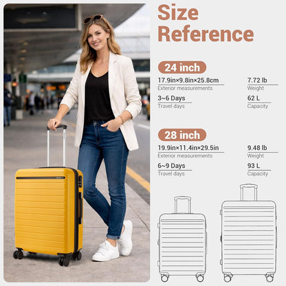 Expandable 20 Inch Carry On Suitcase Airline Approved, Lightweight ABS+PC Hardshell Luggage with 360° Silent Spinner Wheels, Grey/Brown