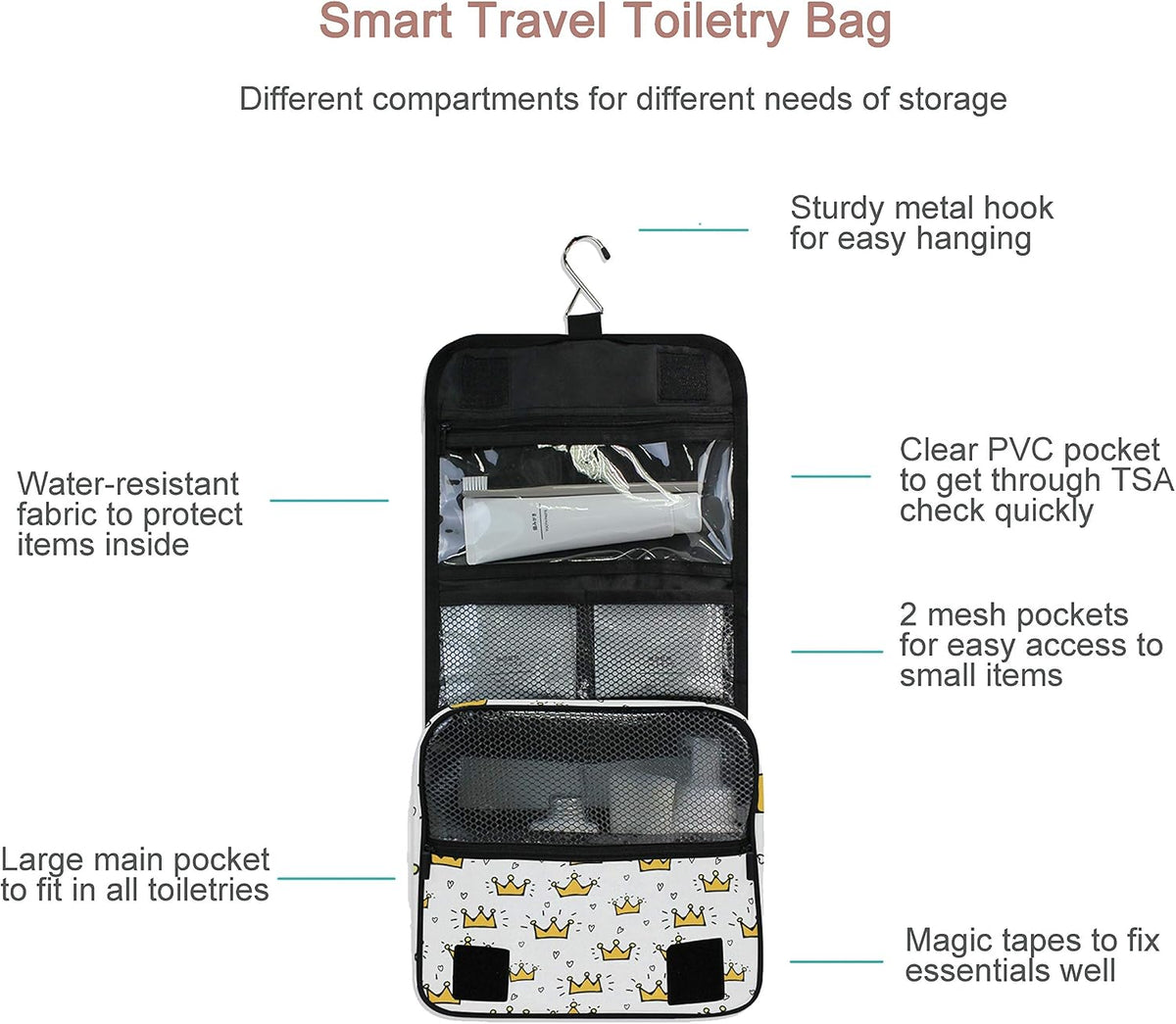 Hanging Travel Toiletry Bag Kit Makeup Case Cosmetics Organizer for Men Women - Colors B