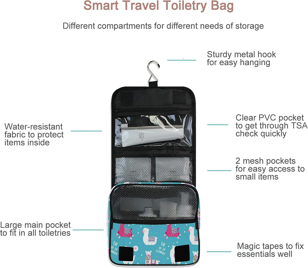 Hanging Travel Toiletry Bag Kit Makeup Case Cosmetics Organizer for Men Women - Colors B
