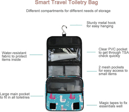 Hanging Travel Toiletry Bag Kit Makeup Case Cosmetics Organizer for Men Women - Colors B