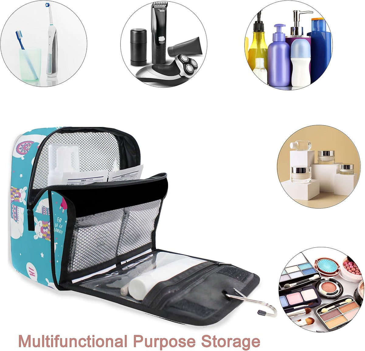 Hanging Travel Toiletry Bag Kit Makeup Case Cosmetics Organizer for Men Women - Colors B