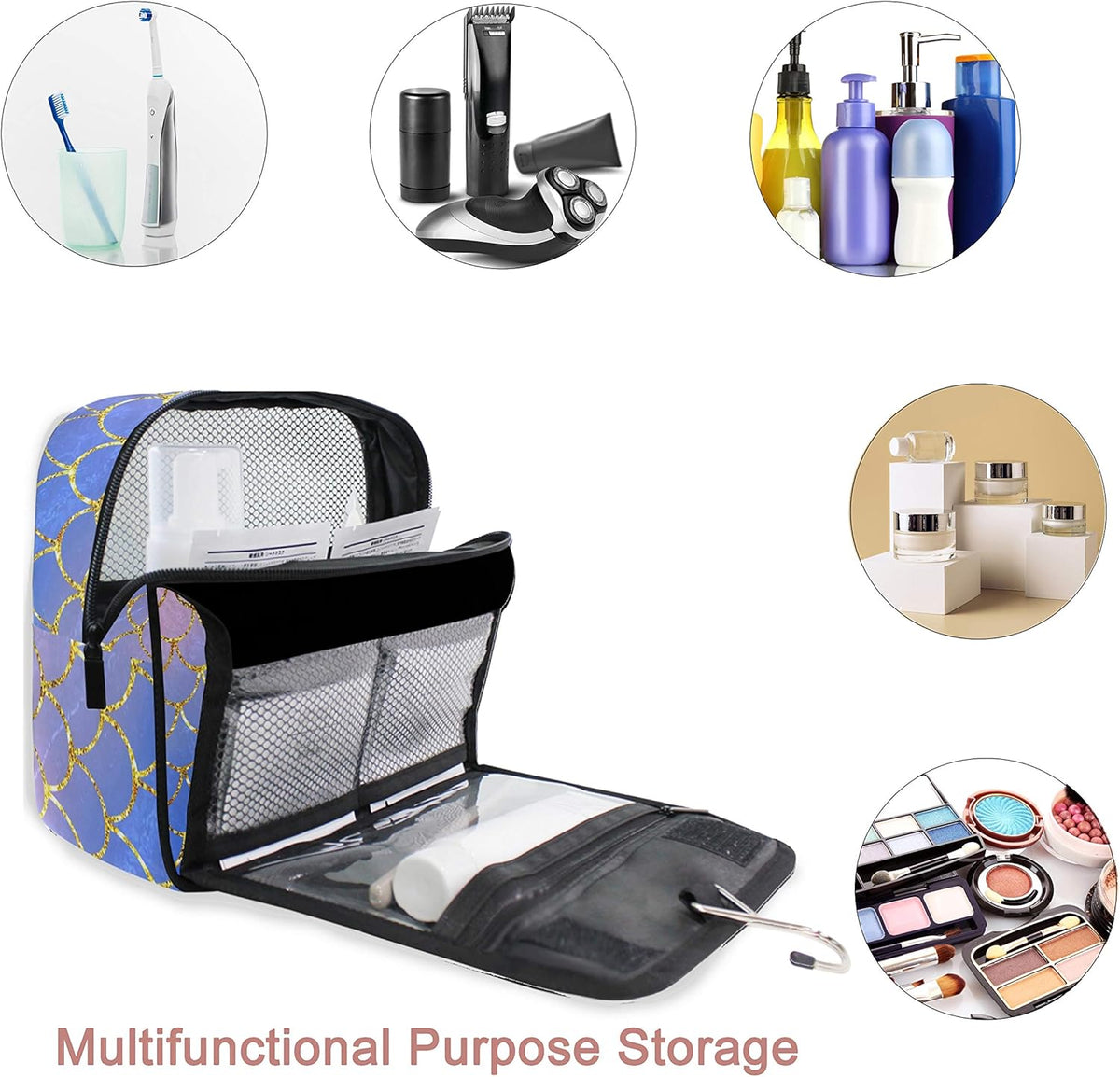 Hanging Travel Toiletry Bag Kit Makeup Case Cosmetics Organizer for Men Women - Colors B