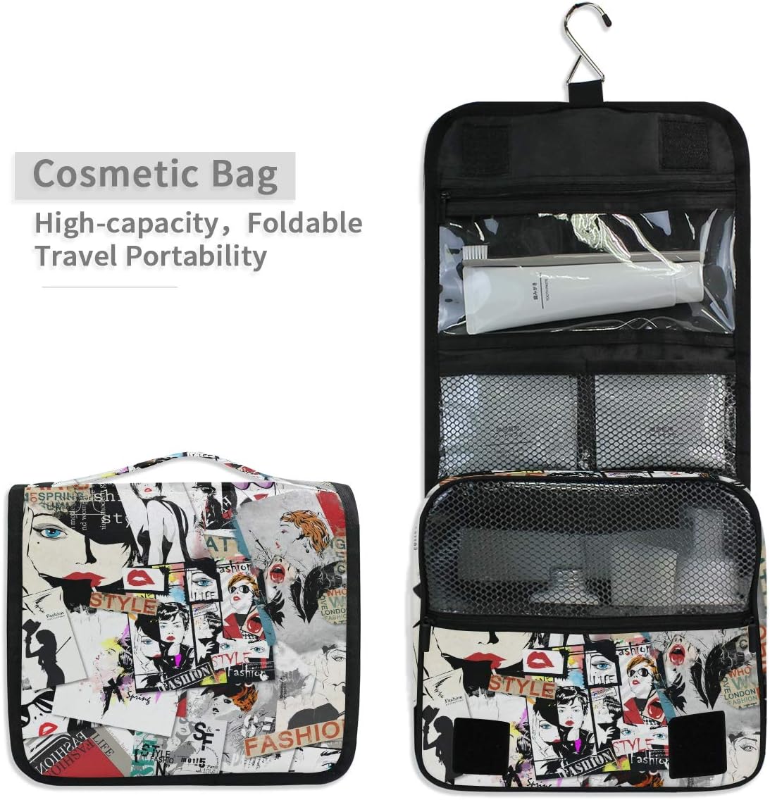 Hanging Travel Toiletry Bag Kit Makeup Case Cosmetics Organizer for Men Women - Colors B