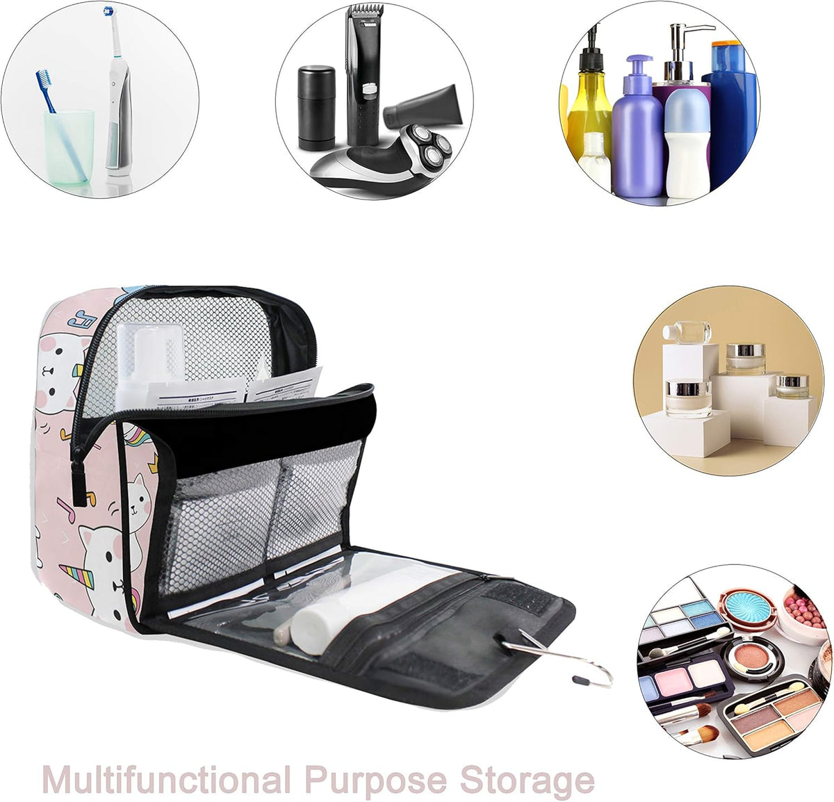Hanging Travel Toiletry Bag Kit Makeup Case Cosmetics Organizer for Men Women - Colors B