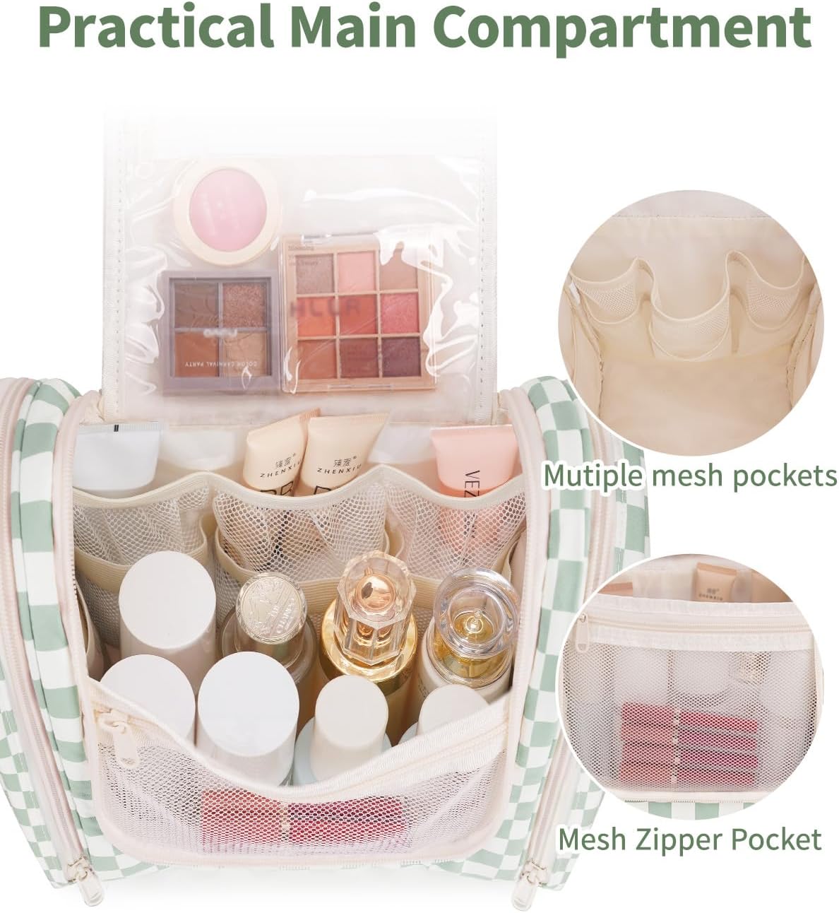Hanging Toiletry Bag for Women Travel Makeup Bag Organizer Toiletries Bag for Cosmetics Essentials Accessories
