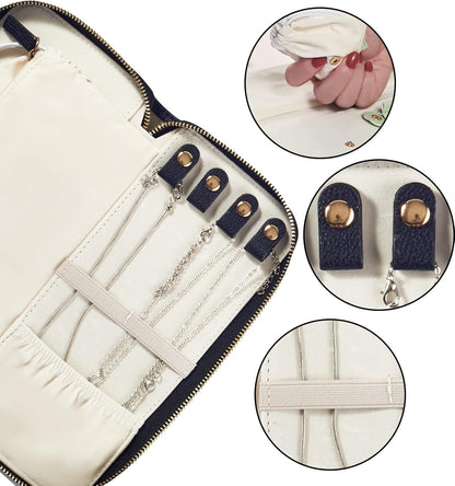 Travel Jewelry Organizer Case - for Tangle-Free Necklaces, Earrings, Rings, Bracelets Storage, Travel Essentials, Fashion Portable Jewelry Travel bags for Women - Large Black