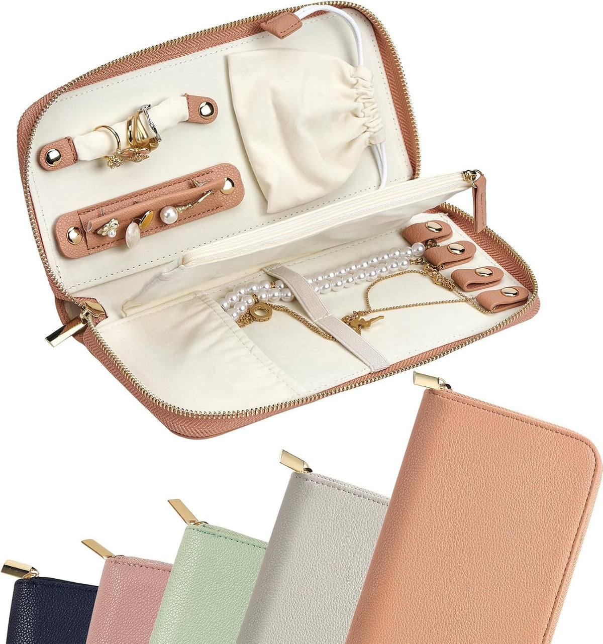 Travel Jewelry Organizer Case - for Tangle-Free Necklaces, Earrings, Rings, Bracelets Storage, Travel Essentials, Fashion Portable Jewelry Travel bags for Women - Large Black
