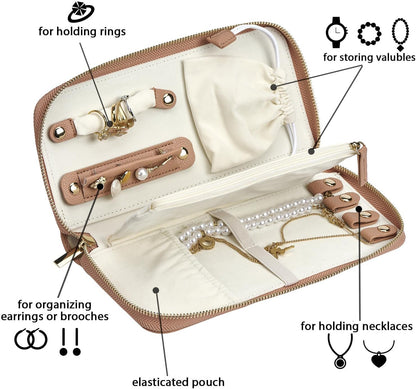 Travel Jewelry Organizer Case - for Tangle-Free Necklaces, Earrings, Rings, Bracelets Storage, Travel Essentials, Fashion Portable Jewelry Travel bags for Women - Large Black