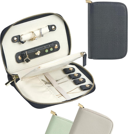 Travel Jewelry Organizer Case - for Tangle-Free Necklaces, Earrings, Rings, Bracelets Storage, Travel Essentials, Fashion Portable Jewelry Travel bags for Women - Large Black