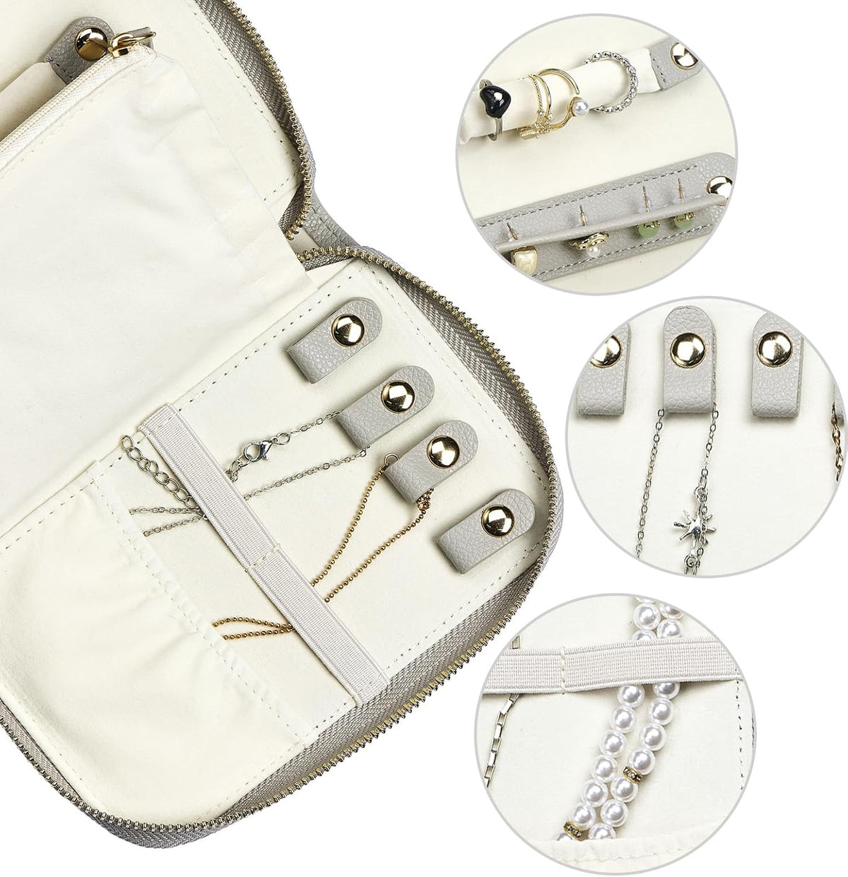 Travel Jewelry Organizer Case - for Tangle-Free Necklaces, Earrings, Rings, Bracelets Storage, Travel Essentials, Fashion Portable Jewelry Travel bags for Women - Large Black
