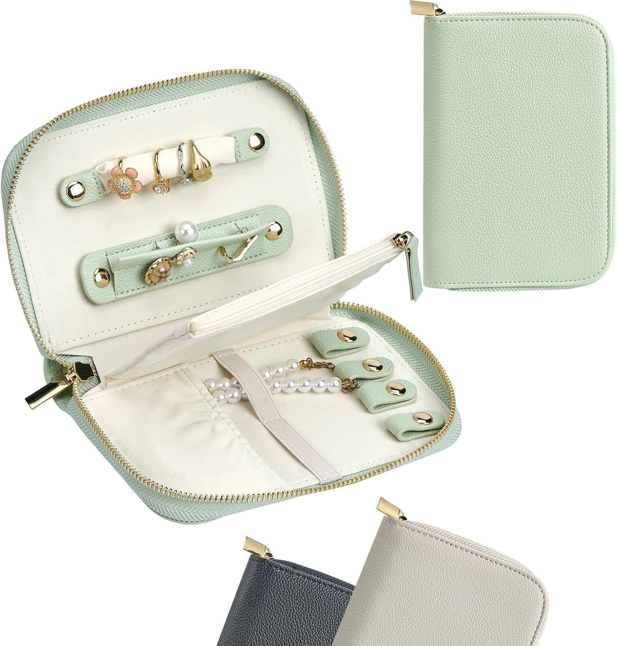 Travel Jewelry Organizer Case - for Tangle-Free Necklaces, Earrings, Rings, Bracelets Storage, Travel Essentials, Fashion Portable Jewelry Travel bags for Women - Large Black