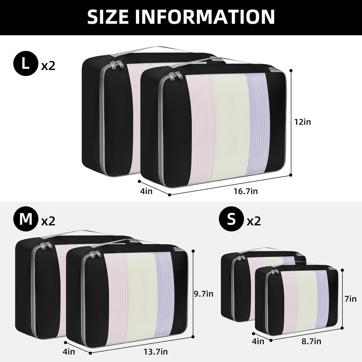 6 Set/8 Set/10 Set Packing Cubes Various Sizes Packing Organizer for Travel Accessories Luggage Carry On Suitcase