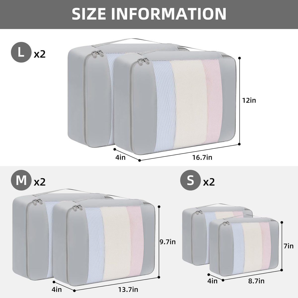 6 Set/8 Set/10 Set Packing Cubes Various Sizes Packing Organizer for Travel Accessories Luggage Carry On Suitcase