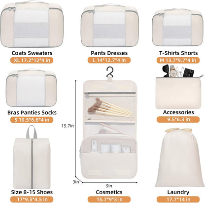 6 Set/8 Set/10 Set Packing Cubes Various Sizes Packing Organizer for Travel Accessories Luggage Carry On Suitcase
