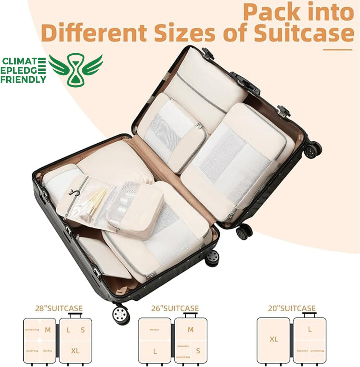 6 Set/8 Set/10 Set Packing Cubes Various Sizes Packing Organizer for Travel Accessories Luggage Carry On Suitcase