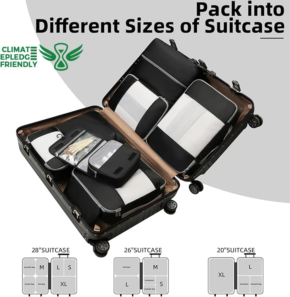 6 Set/8 Set/10 Set Packing Cubes Various Sizes Packing Organizer for Travel Accessories Luggage Carry On Suitcase