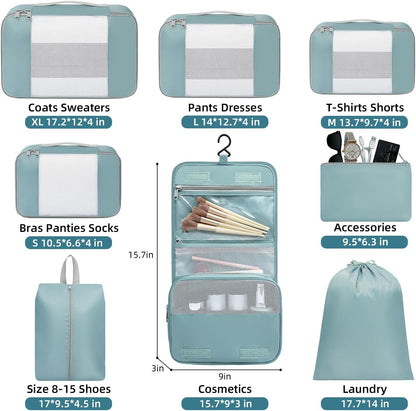 6 Set/8 Set/10 Set Packing Cubes Various Sizes Packing Organizer for Travel Accessories Luggage Carry On Suitcase