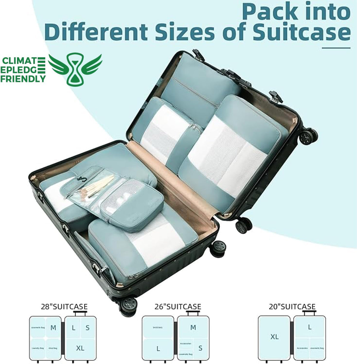 6 Set/8 Set/10 Set Packing Cubes Various Sizes Packing Organizer for Travel Accessories Luggage Carry On Suitcase