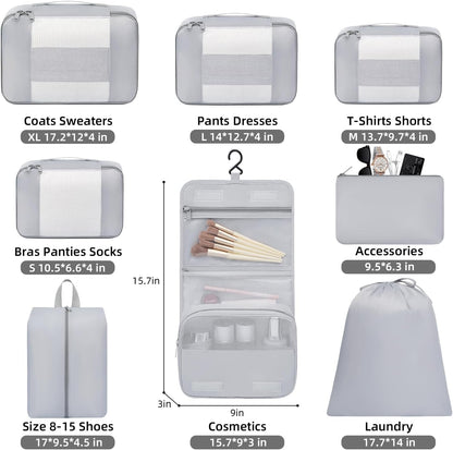 6 Set/8 Set/10 Set Packing Cubes Various Sizes Packing Organizer for Travel Accessories Luggage Carry On Suitcase