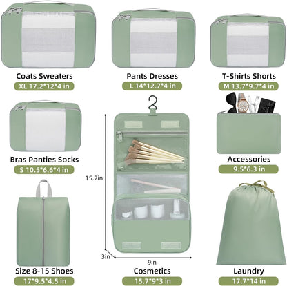 6 Set/8 Set/10 Set Packing Cubes Various Sizes Packing Organizer for Travel Accessories Luggage Carry On Suitcase