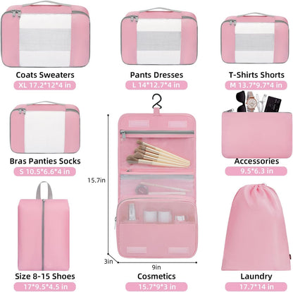 6 Set/8 Set/10 Set Packing Cubes Various Sizes Packing Organizer for Travel Accessories Luggage Carry On Suitcase