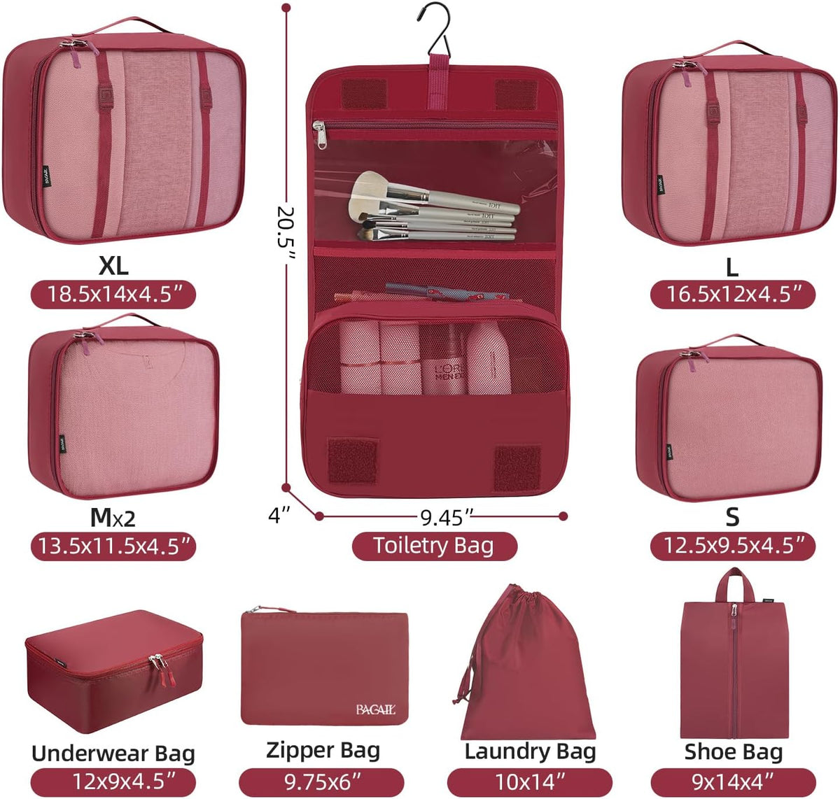 6 Set/8 Set/10 Set Packing Cubes Various Sizes Packing Organizer for Travel Accessories Luggage Carry On Suitcase