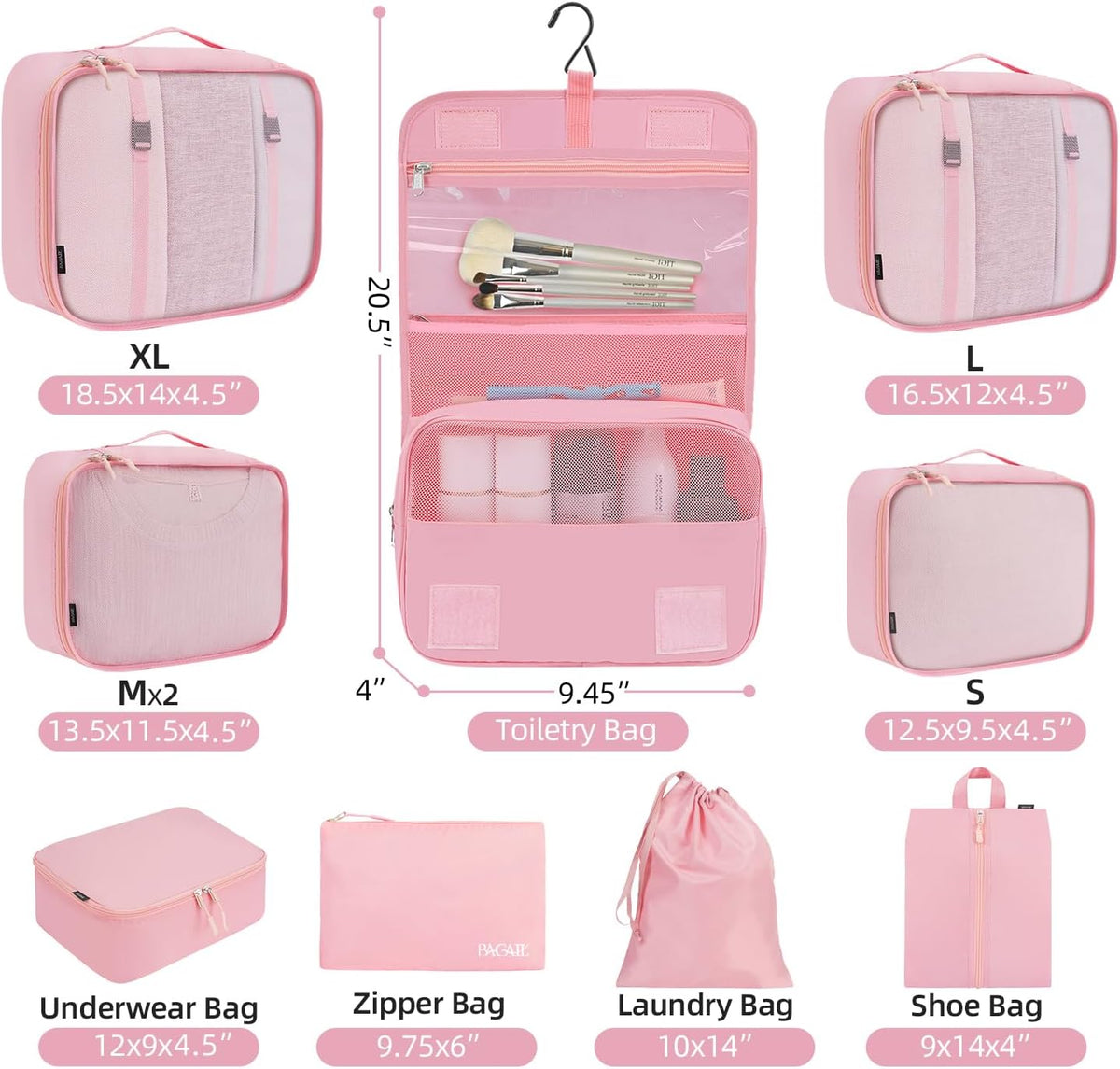 6 Set/8 Set/10 Set Packing Cubes Various Sizes Packing Organizer for Travel Accessories Luggage Carry On Suitcase