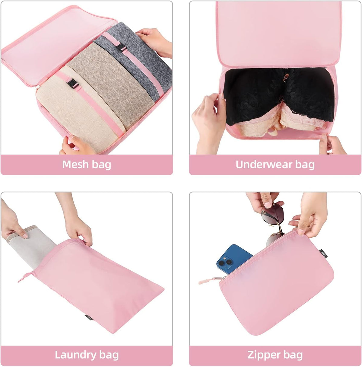 6 Set/8 Set/10 Set Packing Cubes Various Sizes Packing Organizer for Travel Accessories Luggage Carry On Suitcase