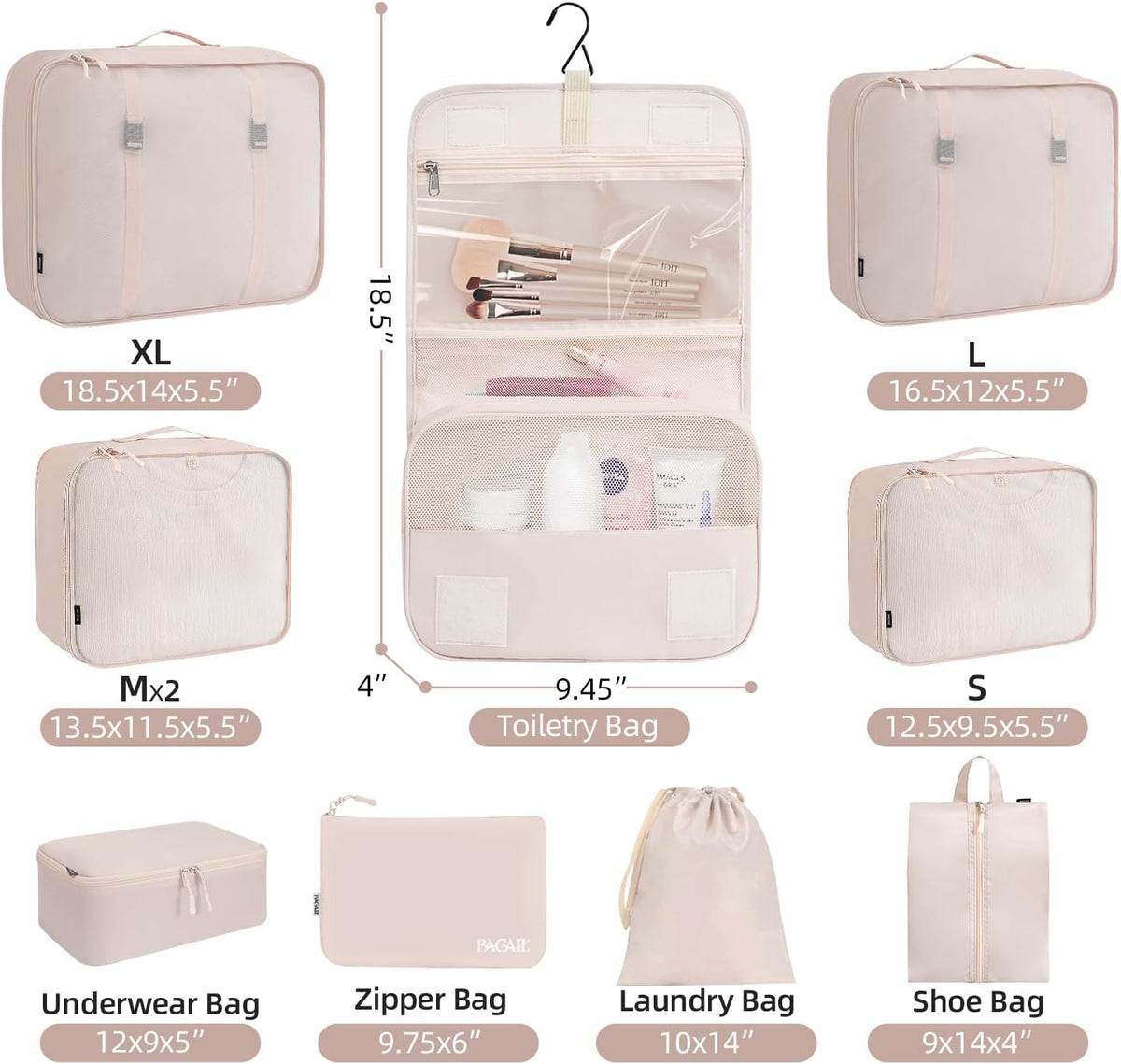 6 Set/8 Set/10 Set Packing Cubes Various Sizes Packing Organizer for Travel Accessories Luggage Carry On Suitcase