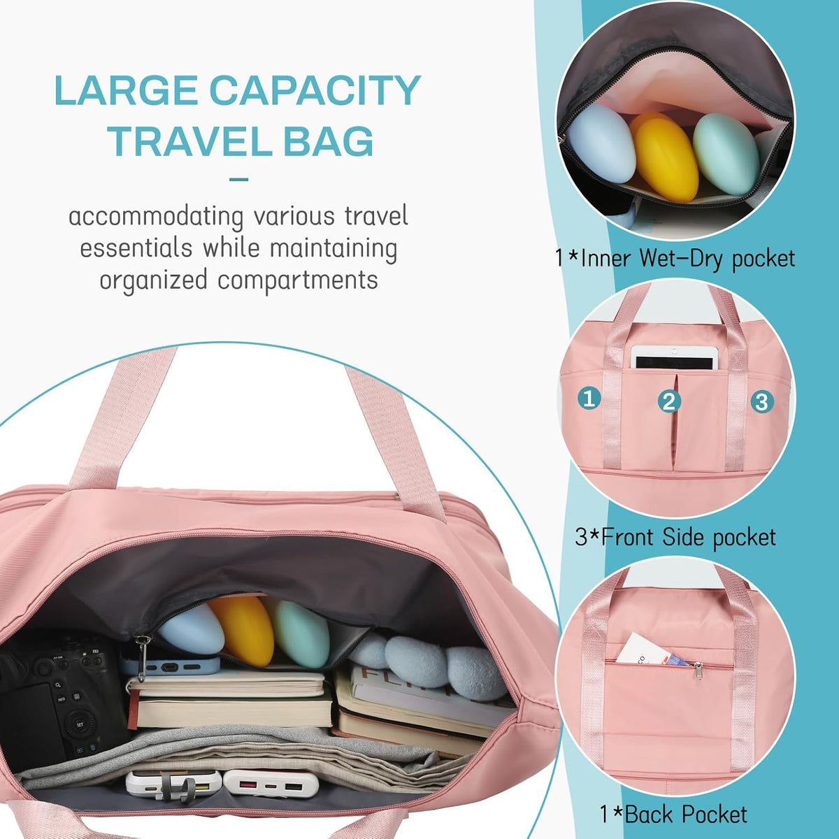 Rolling Duffle Bag with Wheels, Expandable Foldable Duffel Bag with Wheels for Travel, Rolling Luggage Carry on Duffel Bag, Wheeled Travel Duffle Bag, Large Weekend Bag for Women & Men