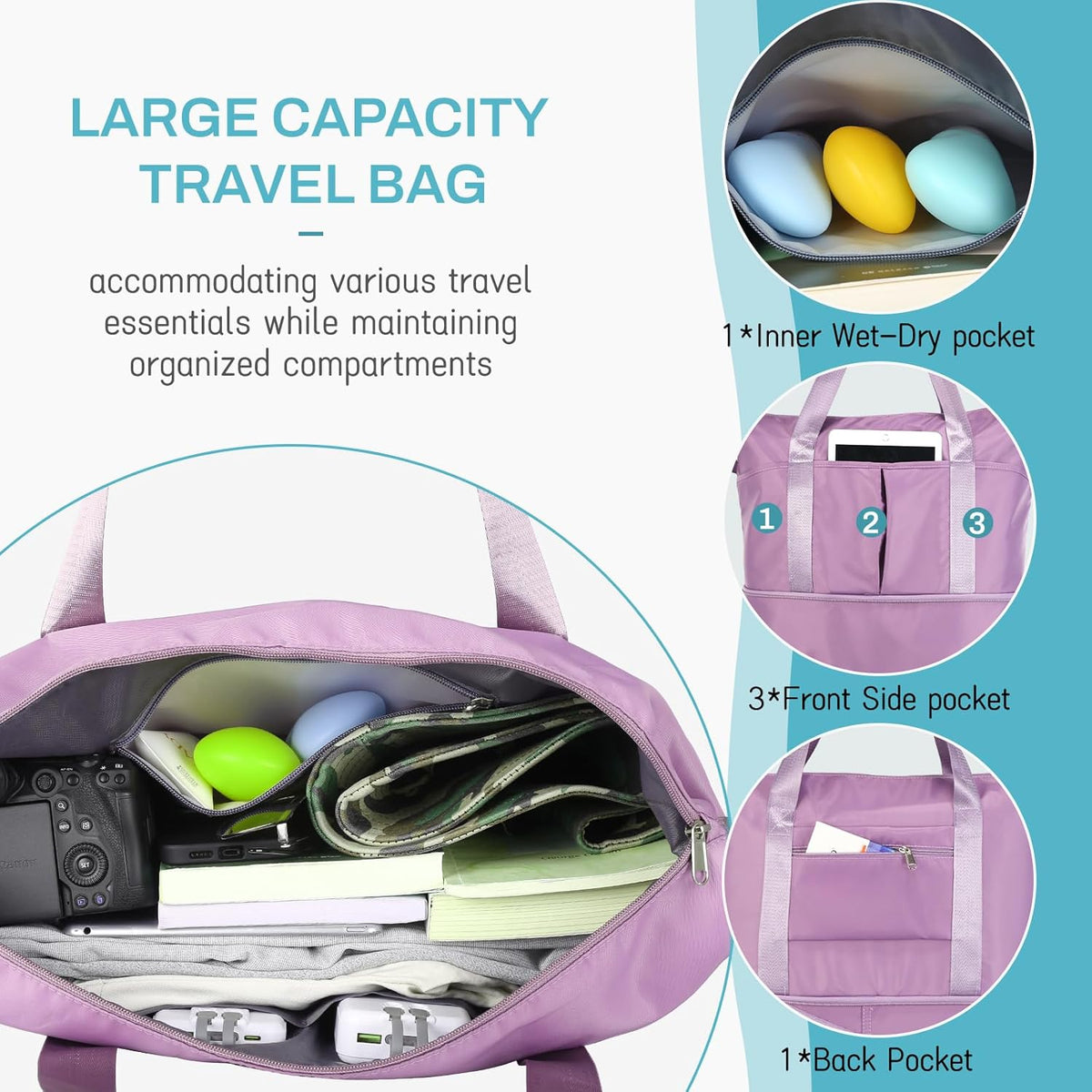 Rolling Duffle Bag with Wheels, Expandable Foldable Duffel Bag with Wheels for Travel, Rolling Luggage Carry on Duffel Bag, Wheeled Travel Duffle Bag, Large Weekend Bag for Women & Men