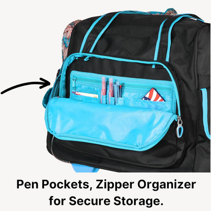 . Deluxe Lightweight Rolling Overnighter Case Overnight Laptop Bag Weekender Travel Carry-On Suitcase Luggage with Wheels and Adjustable Push-Down Handle