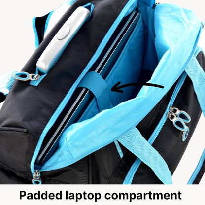 . Deluxe Lightweight Rolling Overnighter Case Overnight Laptop Bag Weekender Travel Carry-On Suitcase Luggage with Wheels and Adjustable Push-Down Handle