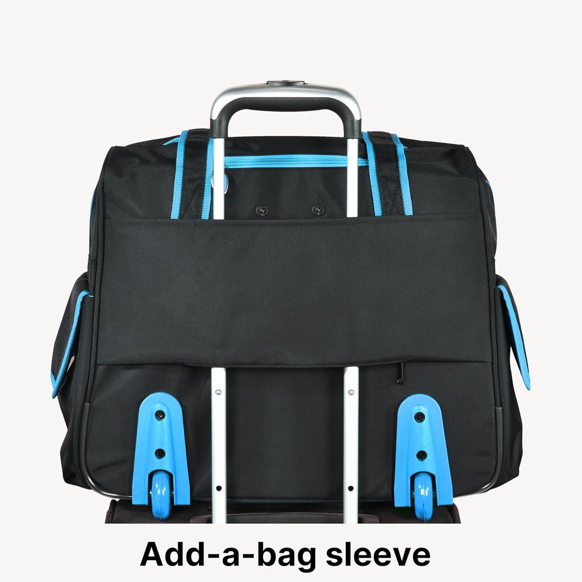 . Deluxe Lightweight Rolling Overnighter Case Overnight Laptop Bag Weekender Travel Carry-On Suitcase Luggage with Wheels and Adjustable Push-Down Handle