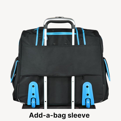 . Deluxe Lightweight Rolling Overnighter Case Overnight Laptop Bag Weekender Travel Carry-On Suitcase Luggage with Wheels and Adjustable Push-Down Handle