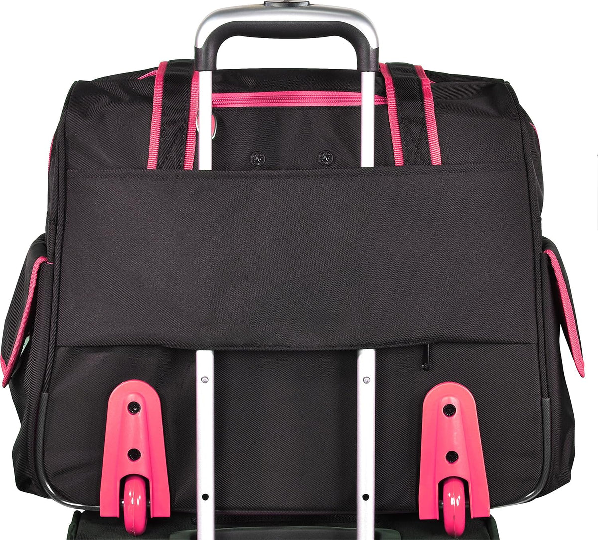 . Deluxe Lightweight Rolling Overnighter Case Overnight Laptop Bag Weekender Travel Carry-On Suitcase Luggage with Wheels and Adjustable Push-Down Handle
