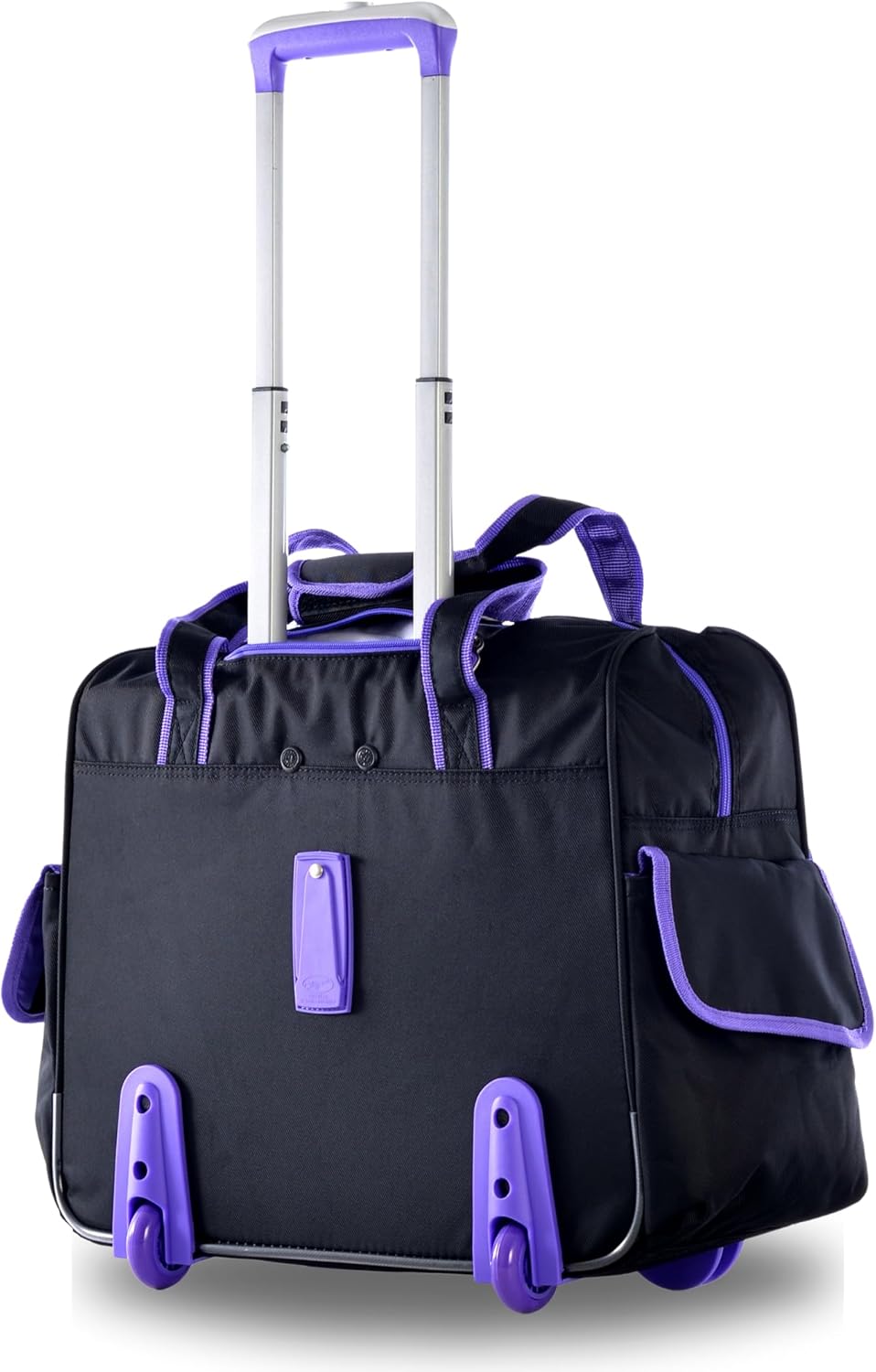 . Deluxe Lightweight Rolling Overnighter Case Overnight Laptop Bag Weekender Travel Carry-On Suitcase Luggage with Wheels and Adjustable Push-Down Handle