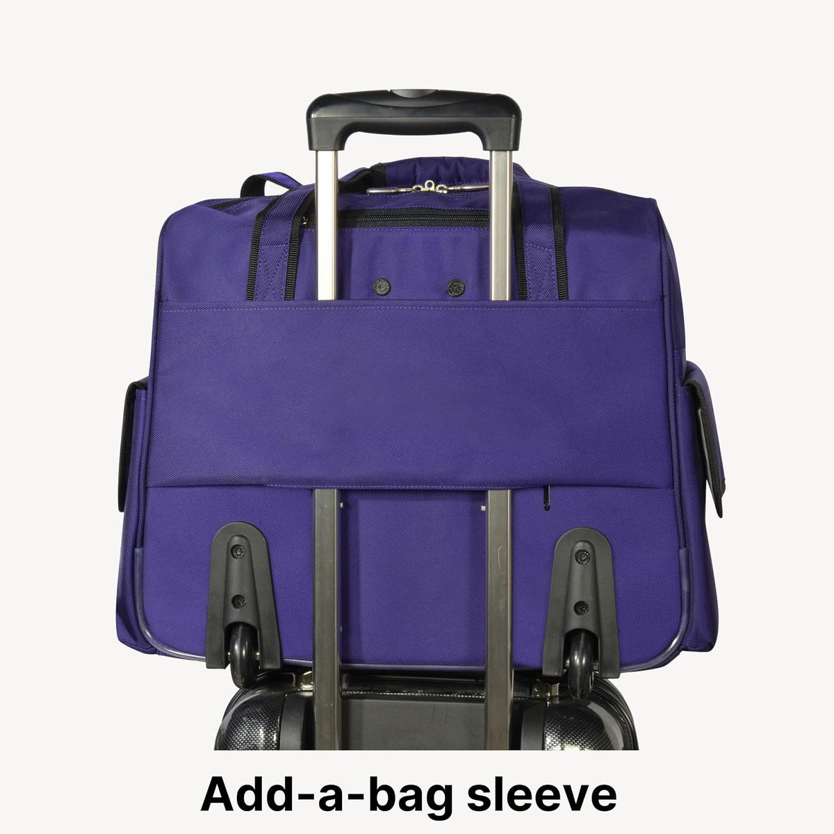 . Deluxe Lightweight Rolling Overnighter Case Overnight Laptop Bag Weekender Travel Carry-On Suitcase Luggage with Wheels and Adjustable Push-Down Handle
