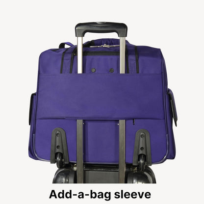 . Deluxe Lightweight Rolling Overnighter Case Overnight Laptop Bag Weekender Travel Carry-On Suitcase Luggage with Wheels and Adjustable Push-Down Handle