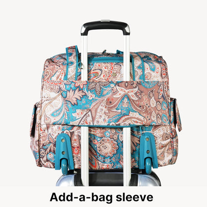 . Deluxe Lightweight Rolling Overnighter Case Overnight Laptop Bag Weekender Travel Carry-On Suitcase Luggage with Wheels and Adjustable Push-Down Handle