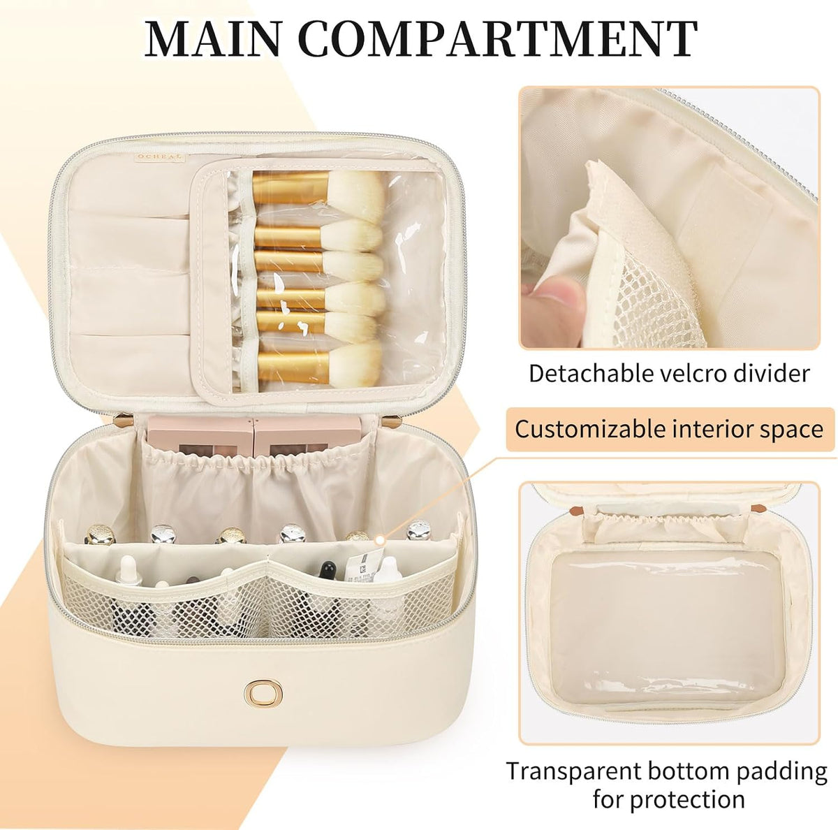 Initial Makeup Bag,Monogram Make up Bag Black Travel Makeup Organizer Case Beauty Toiletry Cosmetic Bag with Brush Holder, Trendy Stuff Personalized Gifts for Women and Girls-D
