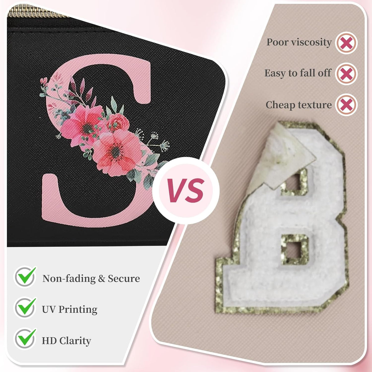 Initial Makeup Bag,Monogram Make up Bag Black Travel Makeup Organizer Case Beauty Toiletry Cosmetic Bag with Brush Holder, Trendy Stuff Personalized Gifts for Women and Girls-D
