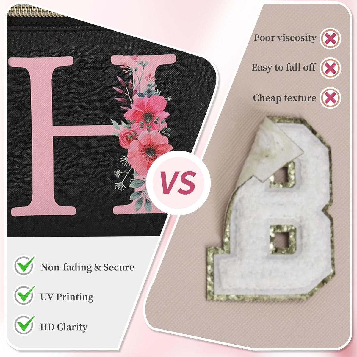 Initial Makeup Bag,Monogram Make up Bag Black Travel Makeup Organizer Case Beauty Toiletry Cosmetic Bag with Brush Holder, Trendy Stuff Personalized Gifts for Women and Girls-D
