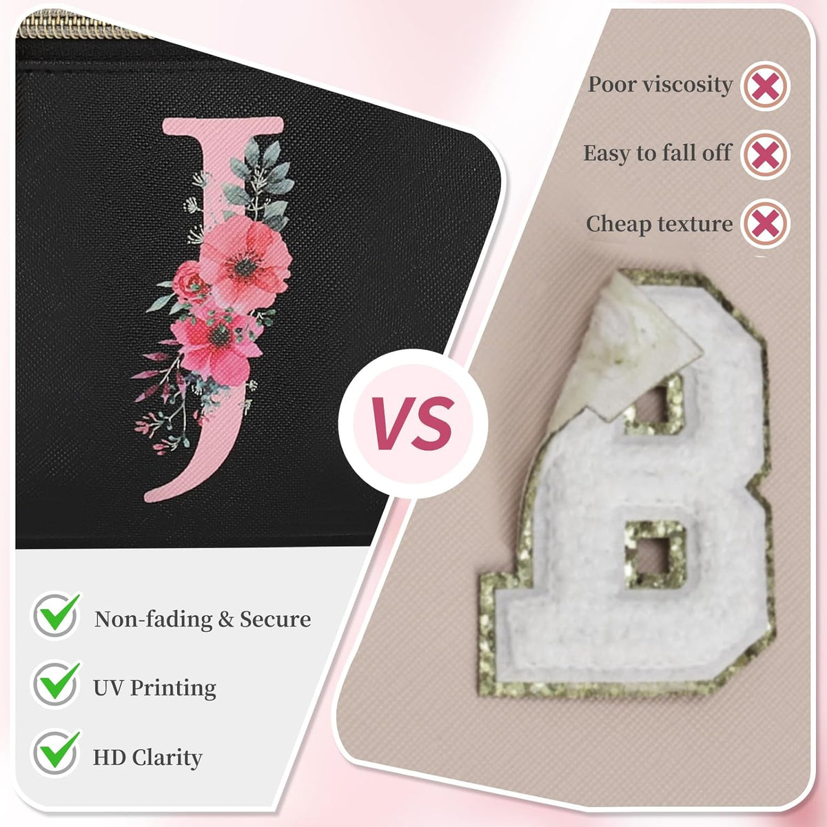 Initial Makeup Bag,Monogram Make up Bag Black Travel Makeup Organizer Case Beauty Toiletry Cosmetic Bag with Brush Holder, Trendy Stuff Personalized Gifts for Women and Girls-D